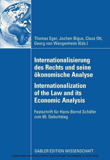 Internationalisierung des Rechts und seine ökonomische Analyse Internationalization of the Law and its Economic Analysis main product photo