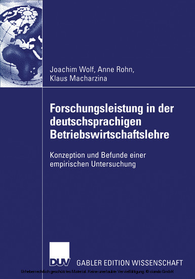 Forschungsleistung in der deutschsprachigen Betriebswirtschaftslehre main product photo