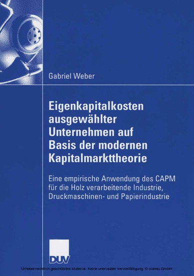 Eigenkapitalkosten ausgewählter Unternehmen auf Basis der modernen Kapitalmarkttheorie main product photo