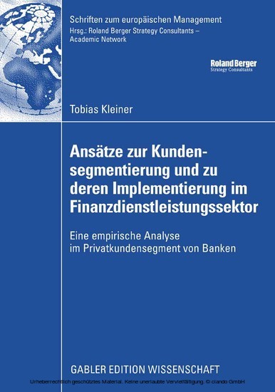 Ansätze zur Kundensegmentierung und zu deren Implementierung im Finanzdienstleistungssektor main product photo