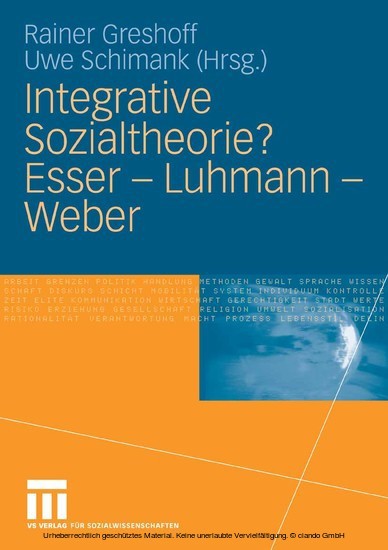 Integrative Sozialtheorie? Esser - Luhmann - Weber main product photo