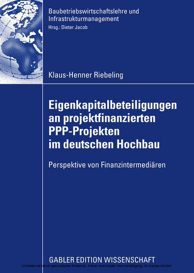 Eigenkapitalbeteiligungen an projektfinanzierten PPP-Projekten im deutschen Hochbau main product photo