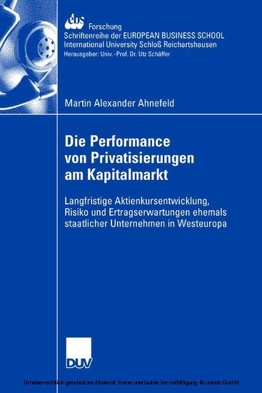 Die Performance von Privatisierungen am Kapitalmarkt main product photo
