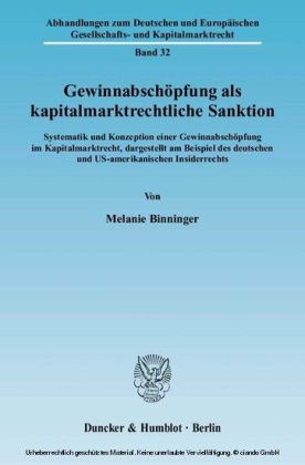 Gewinnabschöpfung als kapitalmarktrechtliche Sanktion.