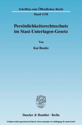 Persönlichkeitsrechtsschutz im Stasi-Unterlagen-Gesetz. main product photo