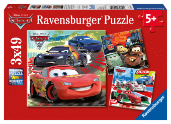 Ravensburger Kinderpuzzle - 09281 Weltweiter Rennspaß - Puzzle für Kinder ab 5 Jahren, Disney Cars Puzzle mit 3x49 Teilen