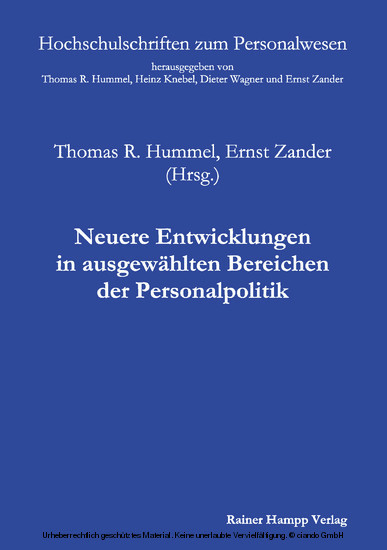 Neuere Entwicklungen in ausgewählten Bereichen der Personalpolitik main product photo