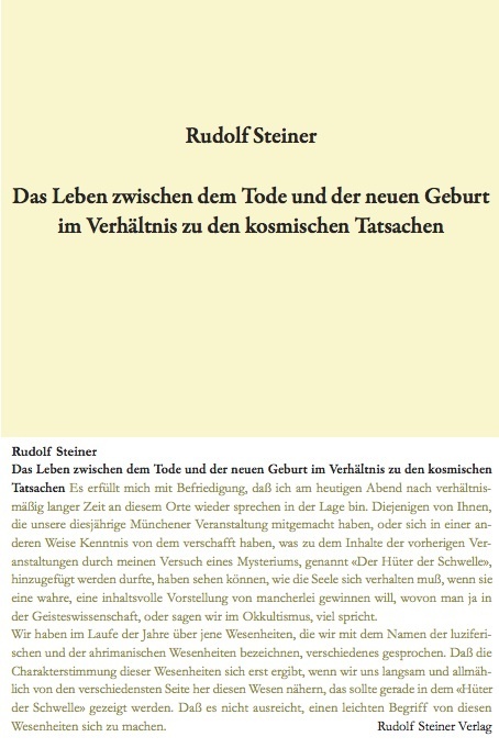 Das Leben zwischen dem Tode und der neuen Geburt im Verhältnis zu den kosmischen Tatsachen main product photo