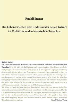 Das Leben zwischen dem Tode und der neuen Geburt im Verhältnis zu den kosmischen Tatsachen