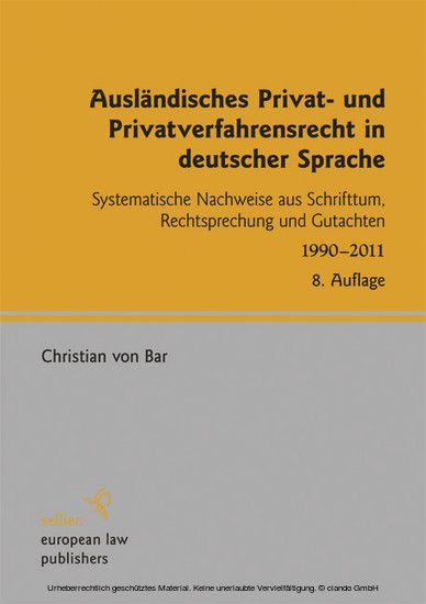 Ausländisches Privat- und Privatverfahrensrecht in deutscher Sprache main product photo