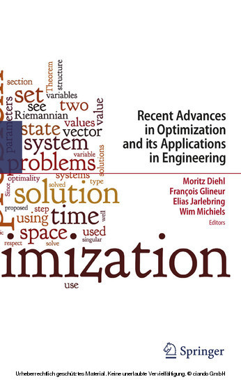 Recent Advances in Optimization and its Applications in Engineering main product photo