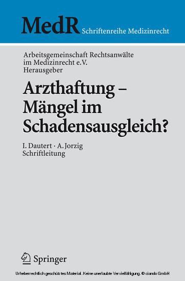 Arzthaftung - Mängel im Schadensausgleich? main product photo