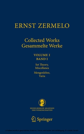 Ernst Zermelo - Collected Works/Gesammelte Werke main product photo