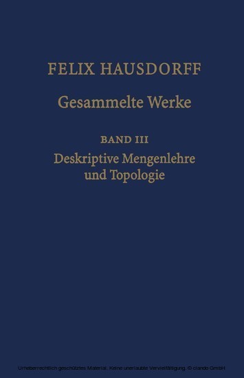 Felix Hausdorff - Gesammelte Werke Band III main product photo