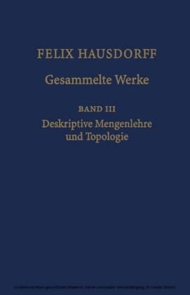 Felix Hausdorff - Gesammelte Werke Band III