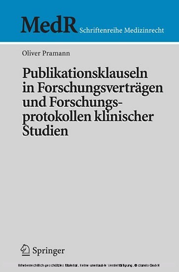 Publikationsklauseln in Forschungsverträgen und Forschungsprotokollen klinischer Studien main product photo