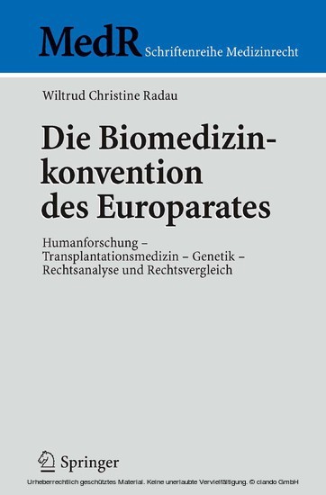 Die Biomedizinkonvention des Europarates main product photo
