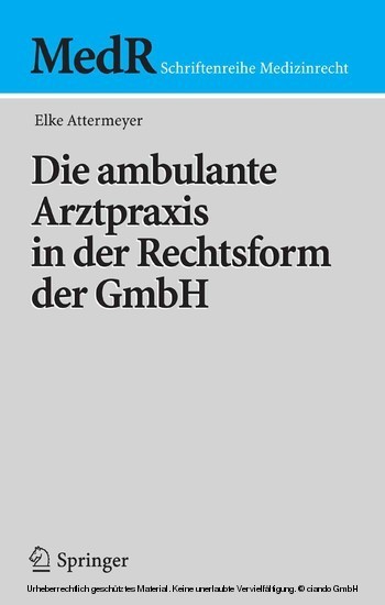 Die ambulante Arztpraxis in der Rechtsform der GmbH main product photo