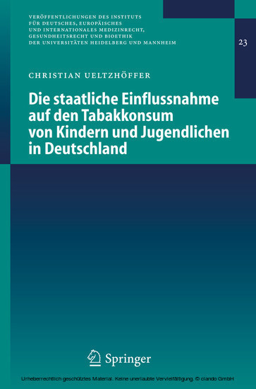 Die staatliche Einflussnahme auf den Tabakkonsum von Kindern und Jugendlichen in Deutschland main product photo