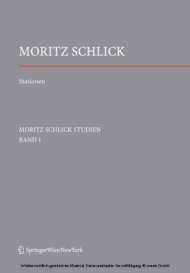 Stationen. Dem Philosophen und Physiker Moritz Schlick zum 125. Geburtstag main product photo
