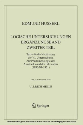 Logische Untersuchungen. Ergänzungsband. Zweiter Teil.