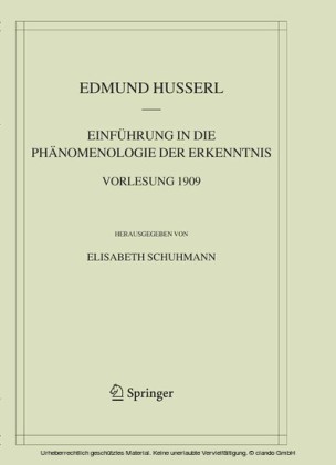 Einführung in die Phänomenologie der Erkenntnis. Vorlesung 1909