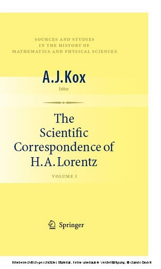 The Scientific Correspondence of H.A. Lorentz. Vol.1 main product photo