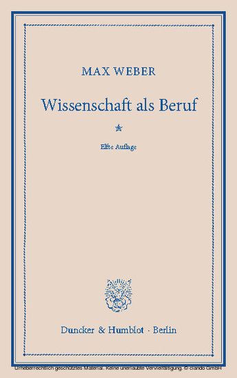 Wissenschaft als Beruf. main product photo