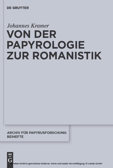 Von der Papyrologie zur Romanistik main product photo