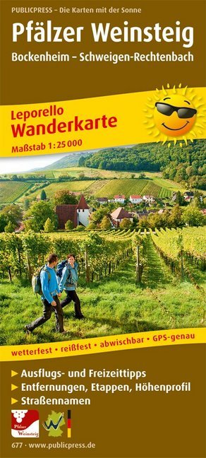 PUBLICPRESS Leporello Wanderkarte Pfälzer Weinsteig, Bockenheim - Schweigen-Rechtenbach main product photo