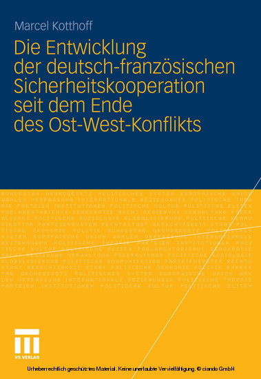 Die Entwicklung der deutsch-französischen Sicherheitskooperation seit dem Ende des Ost-West-Konflikts main product photo