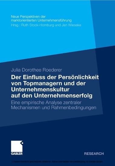 Der Einfluss der Persönlichkeit von Topmanagern und der Unternehmenskultur auf den Unternehmenserfolg main product photo