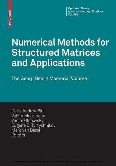 Numerical Methods for Structured Matrices and Applications main product photo