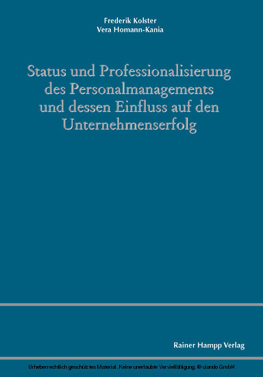 Status und Professionalisierung des Personalmanagements und dessen Einfluss auf den Unternehmenserfolg main product photo
