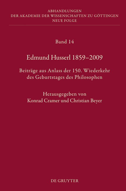 Edmund Husserl 1859-2009 main product photo
