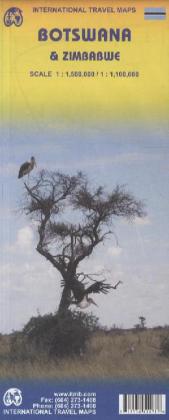 International Travel Map ITM Botswana & Zimbabwe