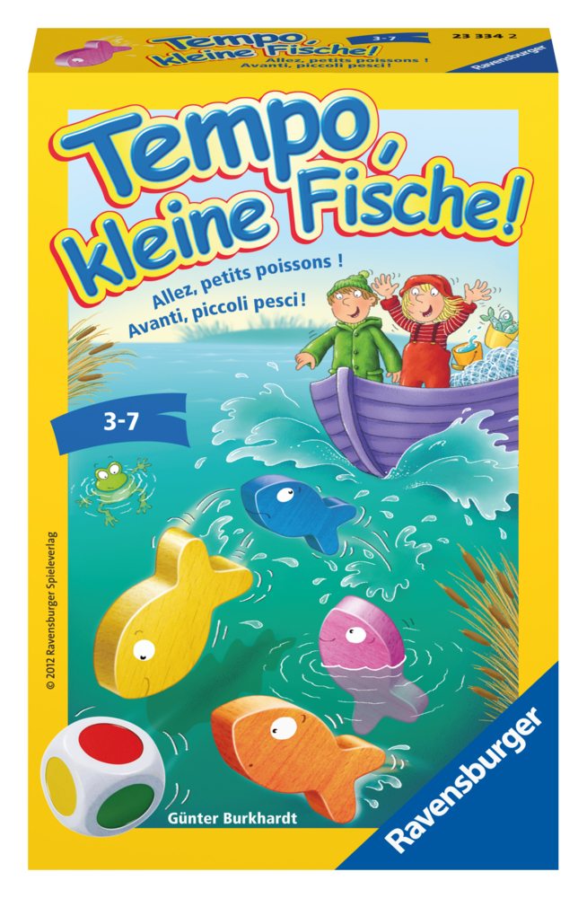 Ravensburger 23334 - Tempo, kleine Fische, Mitbringspiel für 1-6 Spieler, Kinderspiel ab 3 Jahren, kompaktes Format, Reisespiel, Brettspiel main product photo