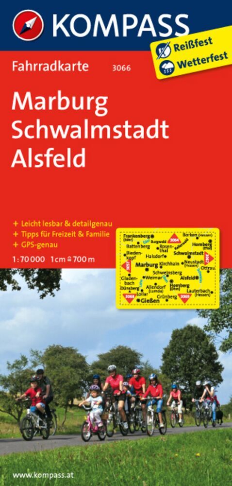 KOMPASS Fahrradkarte 3066 Marburg - Schwalmstadt - Alsfeld 1:70.000 main product photo