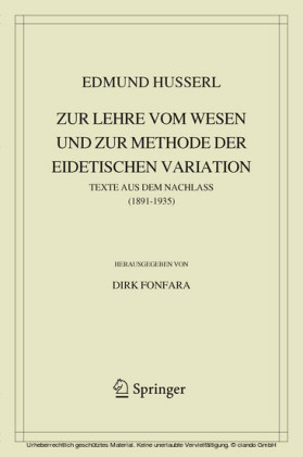 Zur Lehre vom Wesen und zur Methode der eidetischen Variation