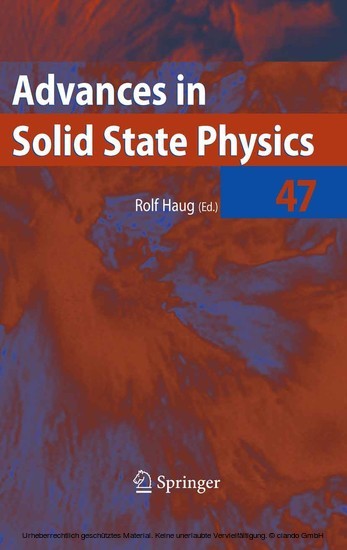 Advances in Solid State Physics 47. Vol.47 main product photo