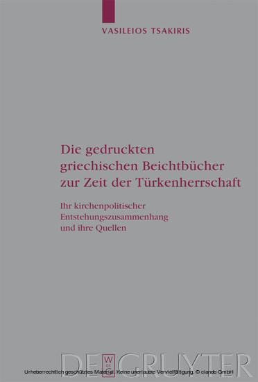 Die gedruckten griechischen Beichtbücher zur Zeit der Türkenherrschaft main product photo