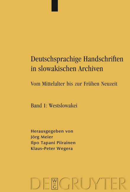 Deutschsprachige Handschriften in slowakischen Archiven main product photo