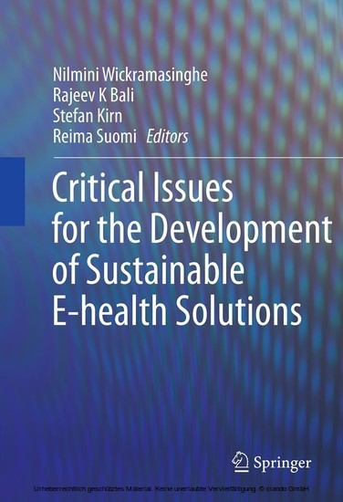Critical Issues for the Development of Sustainable E-health Solutions main product photo