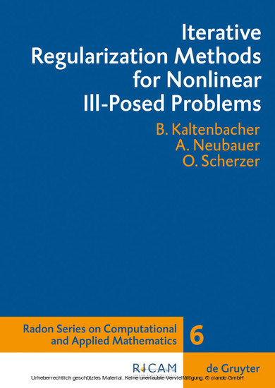 Iterative Regularization Methods for Nonlinear Ill-Posed Problems main product photo