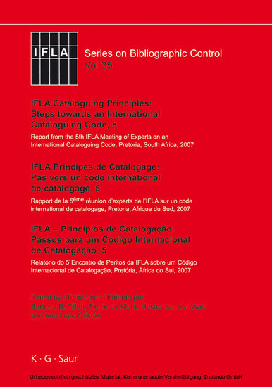 IFLA Cataloguing Principles: Steps towards an International Cataloguing Code, 5 / IFLA Principes de Catalogage: Pas vers un code international de catalogage, 5./ IFLA Princípios de Catalogação: Passos a fazer um Código de Catalogação Internacional, 5 main product photo