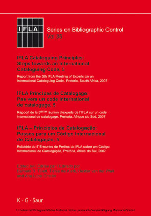 IFLA Cataloguing Principles: Steps towards an International Cataloguing Code, 5 / IFLA Principes de Catalogage: Pas vers un code international de catalogage, 5./  IFLA Princípios de Catalogação: Passos a fazer um Código de Catalogação Internacional, 5
