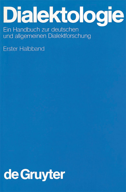 Dialektologie. 1. Halbband. 1. Halbbd. main product photo