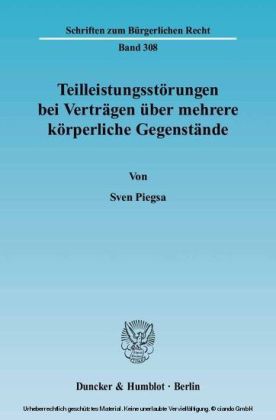 Teilleistungsstörungen bei Verträgen über mehrere körperliche Gegenstände.