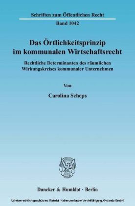 Das Örtlichkeitsprinzip im kommunalen Wirtschaftsrecht.