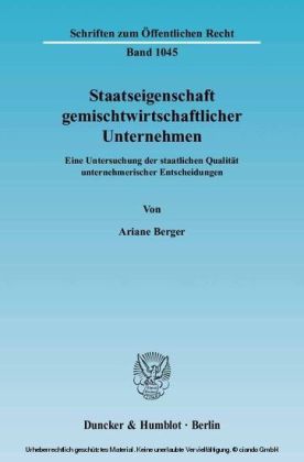 Staatseigenschaft gemischtwirtschaftlicher Unternehmen.